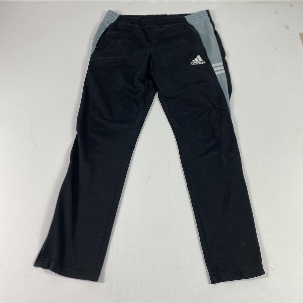 Adidas Track Pants Womens Small Black‎ Gray 3 Stripe Ankle Zip Running Training